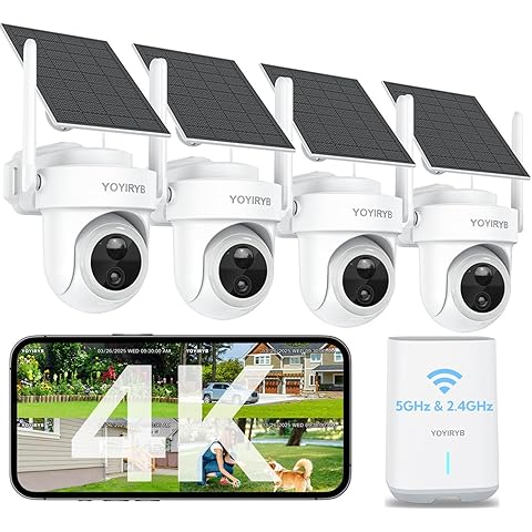 Cámaras de seguridad 4K inalámbricas para exteriores, sin suscripción, funciona en frío de -14 °F [2026] Sistema de cámara de seguridad solar para el hogar con seguimiento automático de 360°, visión
